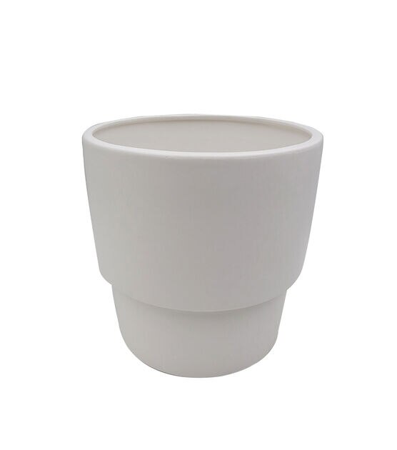 9" White Ceramic Container by Bloom Room
