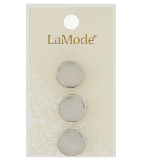 La Mode 5/8 Silver Shank Buttons 3pk