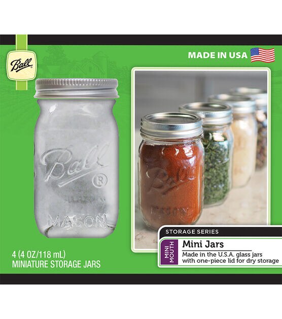 Set of 4 Mini Optic Spice Jars, 4oz