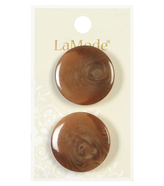 La Mode 1 1/8" Tan Swirl Shank Buttons 2pk