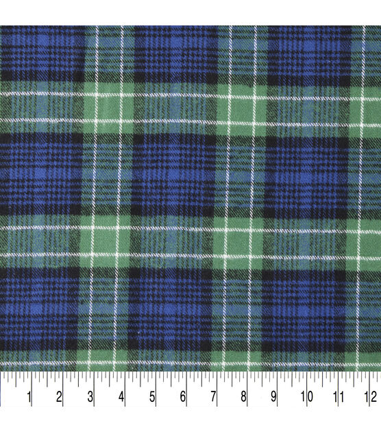 Navy Blue/Green Tartan Plaid Fabric