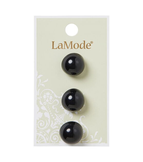 La Mode 5/8" Black Shank Buttons 3pk