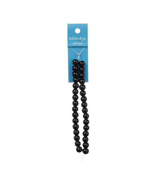 Black Round Glass Strung Beads by hildie & jo