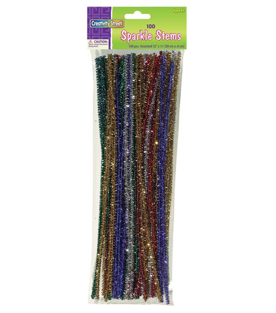 Pop! 6mm Multicolor Assorted Chenille Stems 100pc - Black - Kids Craft Basics - Kids