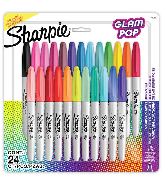 Sharpie Fine Point Permanent Markers - Glam Pop Colors, Set of 5