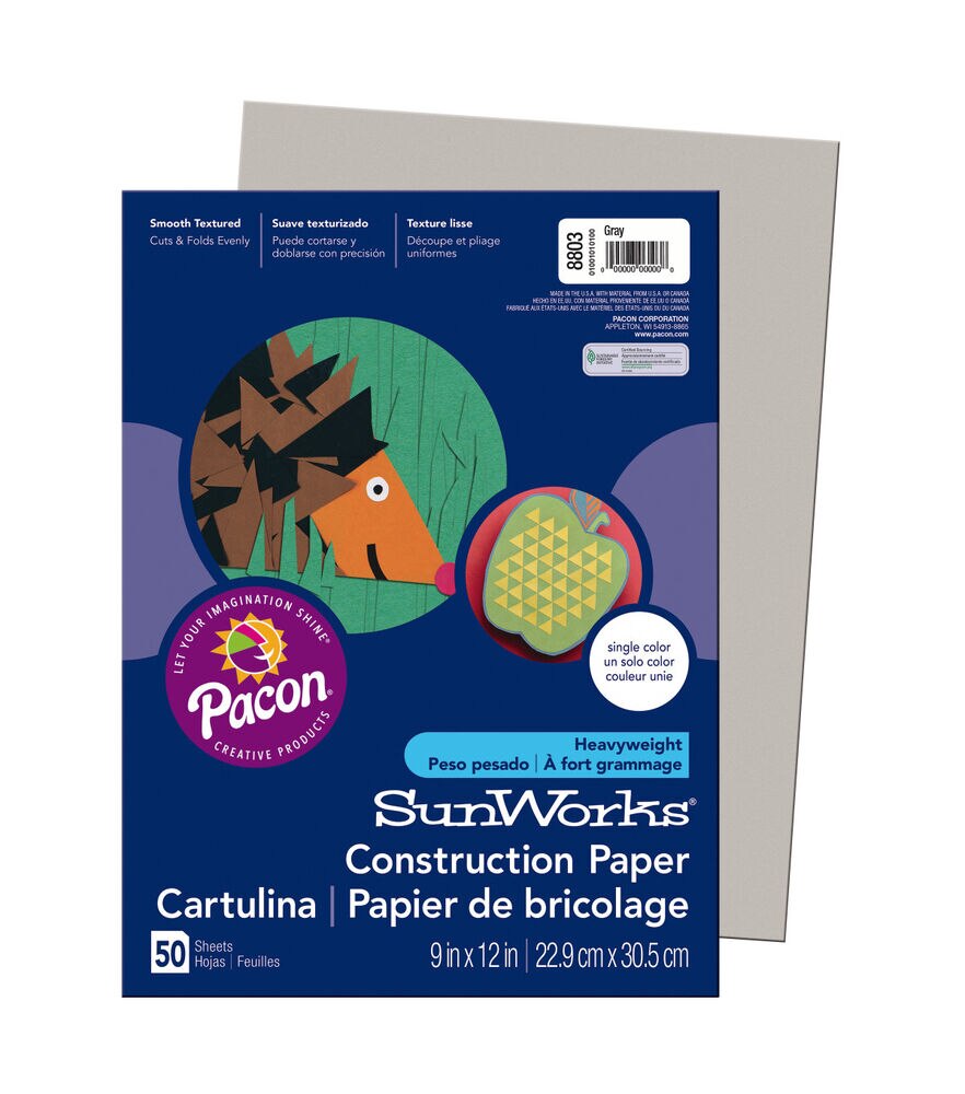 Pacon SunWorks Construction Paper 9"x12", Gray, swatch