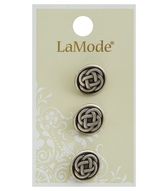 La Mode 5/8 Antique Silver Round Shank Buttons 3pk