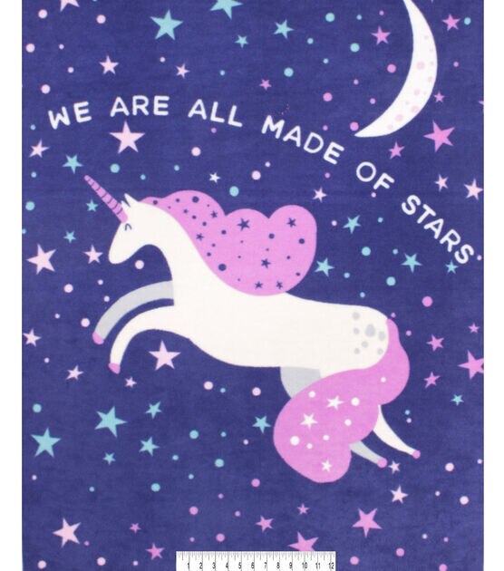 48" Wide Unicorn & Stars No Sew Fleece Blanket, , hi-res, image 3