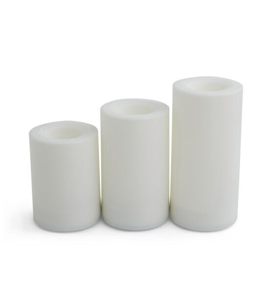 Flameless White LED Indoor Outdoor Trio Pillar Candles with Timer, , hi-res, image 2