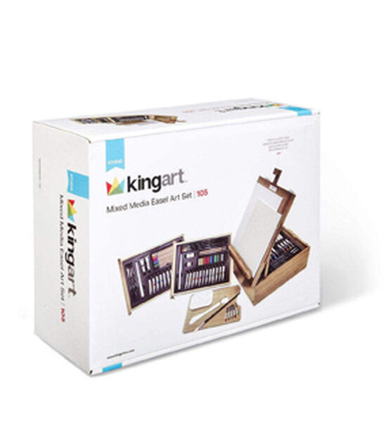 Kingart Mixed Media Art Set, Table-Top Sketchbox Easel, Set of 105 PCS.