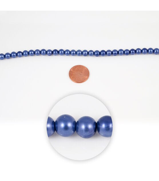 14" Blue Round Pearl Glass Strung Beads by hildie & jo