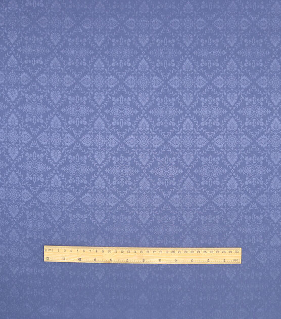 Dark Blue Damask Silky Jacquard Fabric, , hi-res, image 2