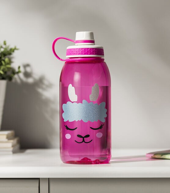 Pink Sparkle Glitter Kids Water Bottle