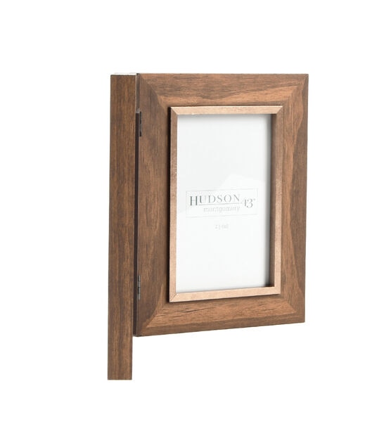 Forev 4x6 Double Picture Frame Wooden Hinged Photo Frame Definition Glass Stand Vertically on Desktop or Tabletop Black