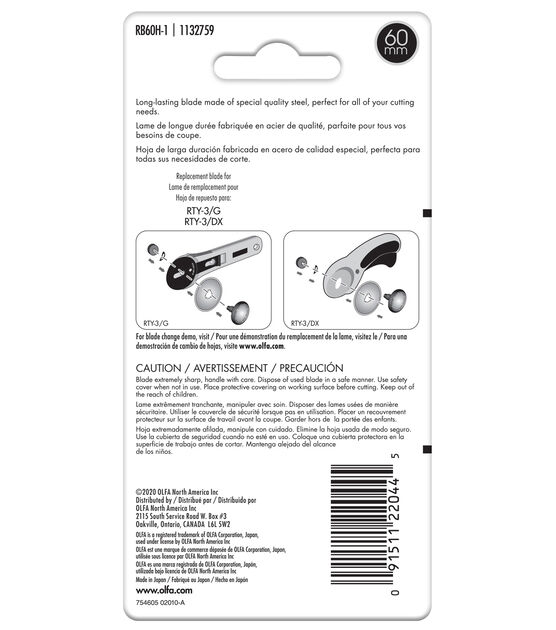 NEW Olfa Endurance Rotary Blades 60 mm 2 Packs RB60H-1 SEALED with