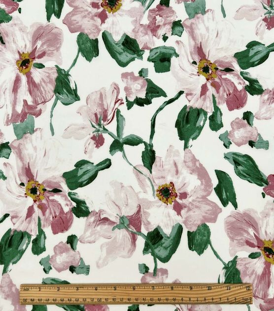 Floral on Cream Smocked Rayon Challis Fabric, , hi-res, image 5