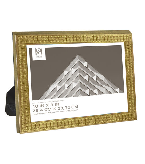 10" x 8" Gold Thick Ribbed Tabletop Picture Frame by Place & Time, , hi-res, image 2