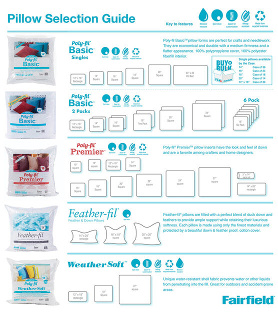 Poly - Fil Basic 16pk 18x18 Pillow Inserts