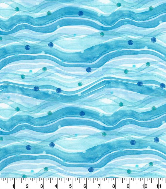 Robert Kaufman Teal Ocean Waves Cotton Fabric by Keepsake Calico, , hi-res, image 2