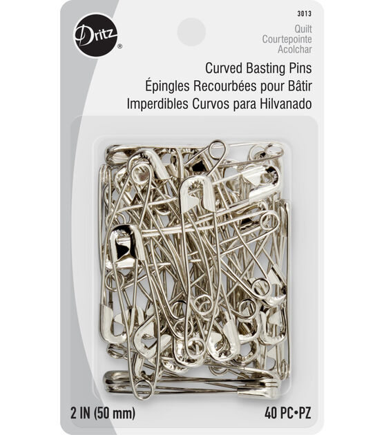  Cionyce 120 PCS Quilting Pins 1.5 / 38mm Curved Safety Pins  Size 2 Basting Pins Nickel-Plated Steel(#2)