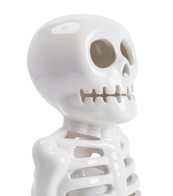 10" Halloween White LED Ceramic Skeleton by Place & Time, , hi-res, image 4