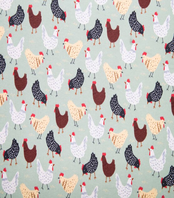 Super Snuggle Multi Chickens Flannel Fabric