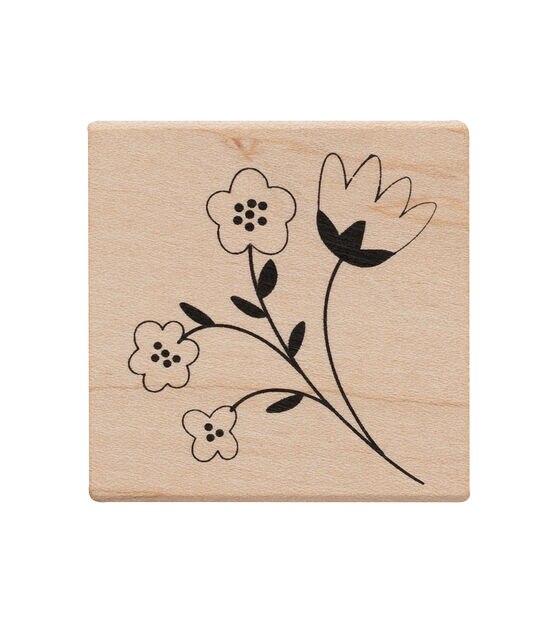 American Crafts Wooden Stamp Flower 3