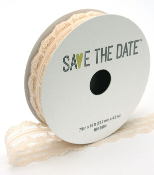 Save the Date 1.5 x 15' Metallic Champagne Ribbon