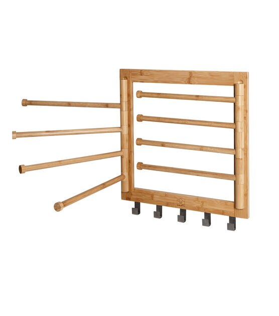 Natural Bamboo Wall Mount Swivel-Arm Drying Rack