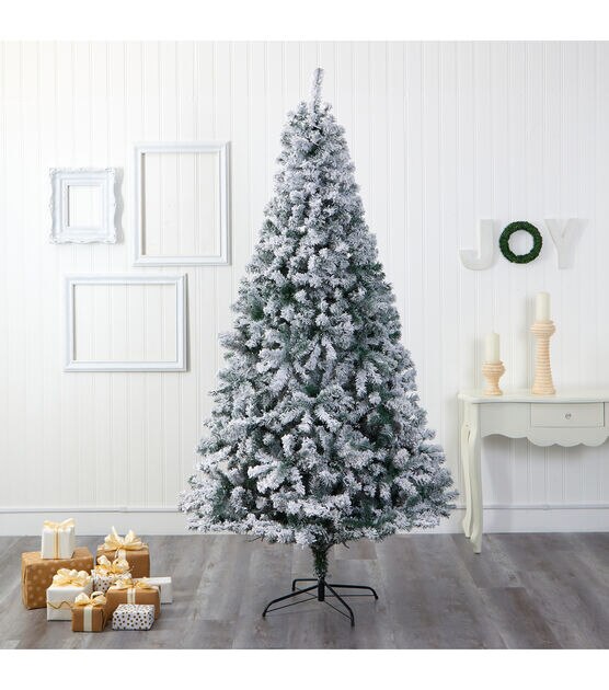Nearly Natural 8' Unlit Flocked Rock Springs Spruce Christmas Tree, , hi-res, image 5
