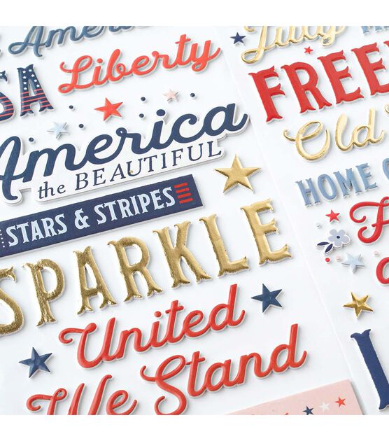 American Crafts 109ct Patriotic Phrase Stickers, , hi-res, image 3