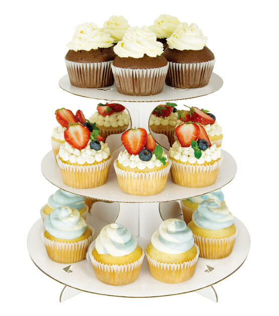 Cupcake Stand With 3 Tiers White
