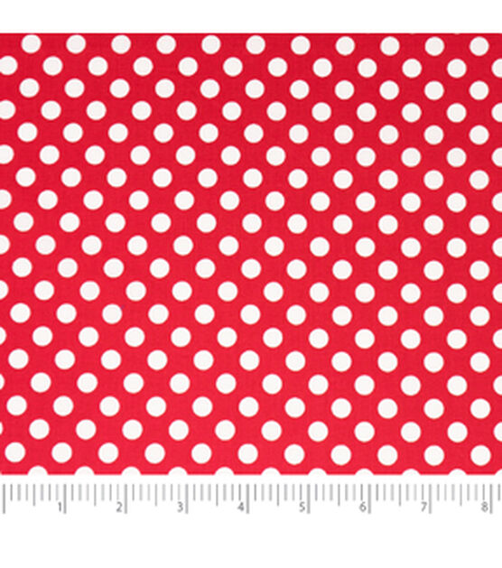 Polka Dots on Red Ponte Fabric by Joann