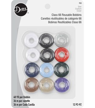 Dritz Plastic Class 15 Bobbins Assorted Colors 12/Pkg
