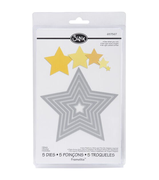 Sizzix Framelits Dies 5 Pkg Stars