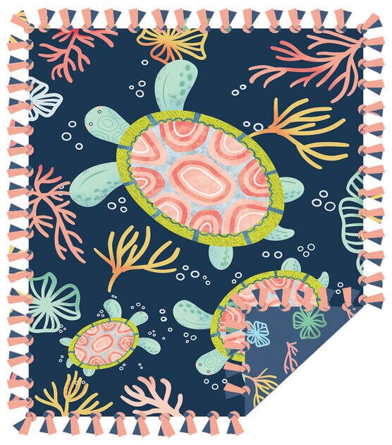 48 Wide Turtles No Sew Fleece Blanket