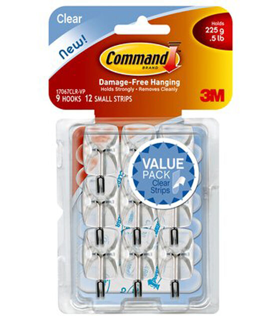 Command 0.5lb Clear Small Wire Hooks & Strips 21ct