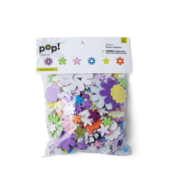 Pop! Foam Stickers Printed Flowers - Kids Foam Stickers - Kids