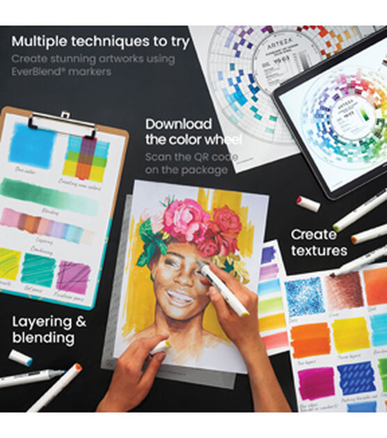 Arteza Dual Tip Sketch Markers TwiMarkers Set Assorted Colors 48pk
