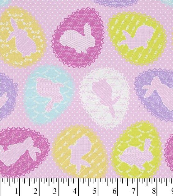 David Textiles Tossed Bunny Eggs Pink Dot Easter Cotton Fabric | JOANN