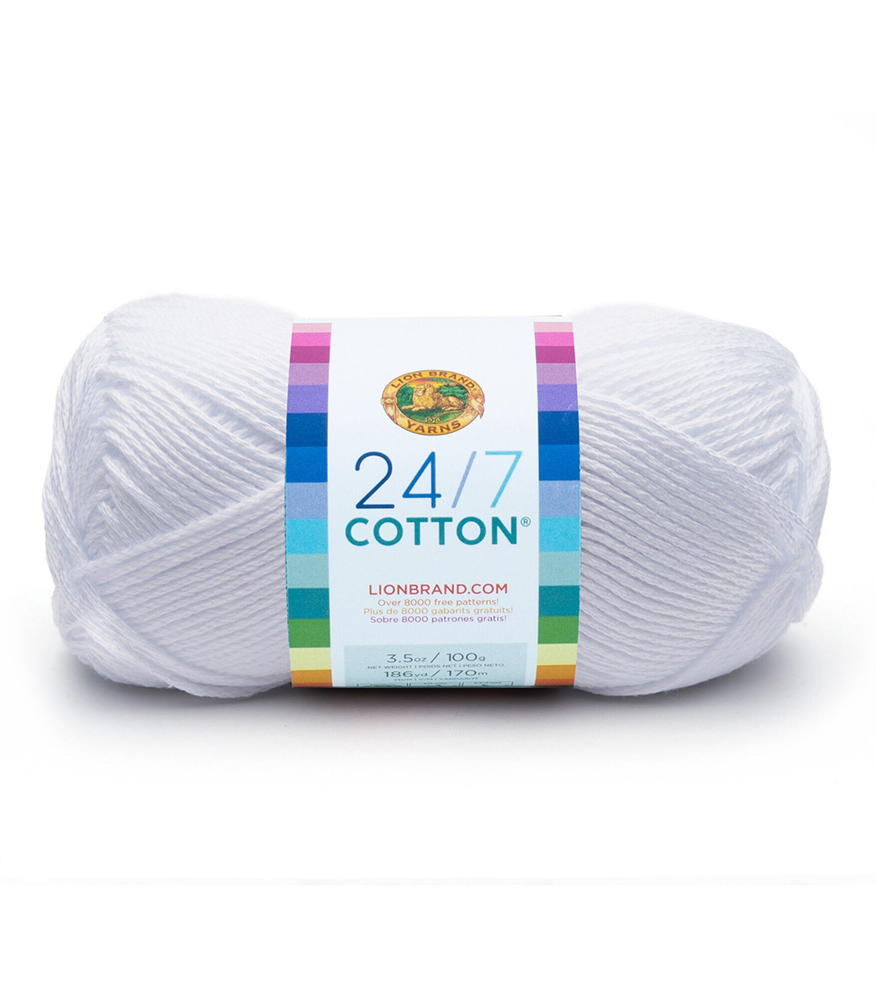 Lion Brand 24/7 Cotton Yarn - 6/Pk - White - 9256726