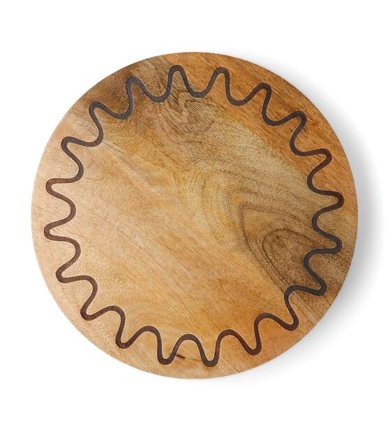 14" Spring Rick Rack Wood Lazy Susan by Place & Time