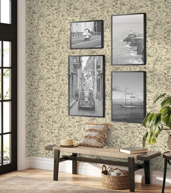 Tommy Bahama 20.5' x 18' Parchment Chartered Peel & Stick Wallpaper, , hi-res, image 6