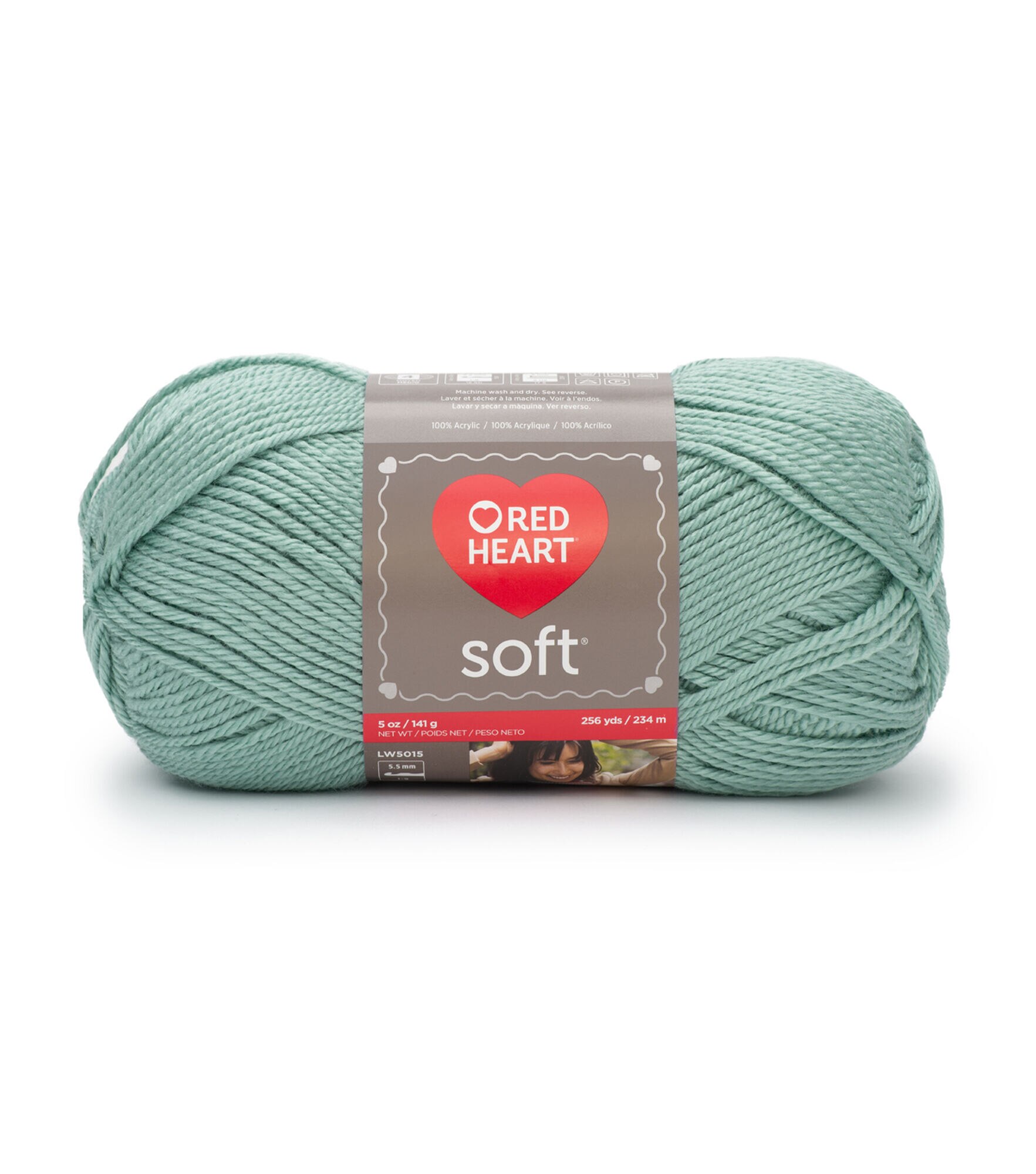Red Heart Soft Worsted Acrylic Yarn, Sea Foam, hi-res