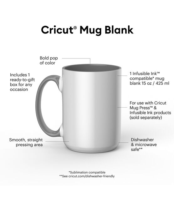Cricut Beveled Blank Mug, Ceramic-Coated, Dishwasher & Microwave Safe to  Decorate, Mug Press & Infusible Ink Compatible,15 Oz Sublimation Mug, Ideal