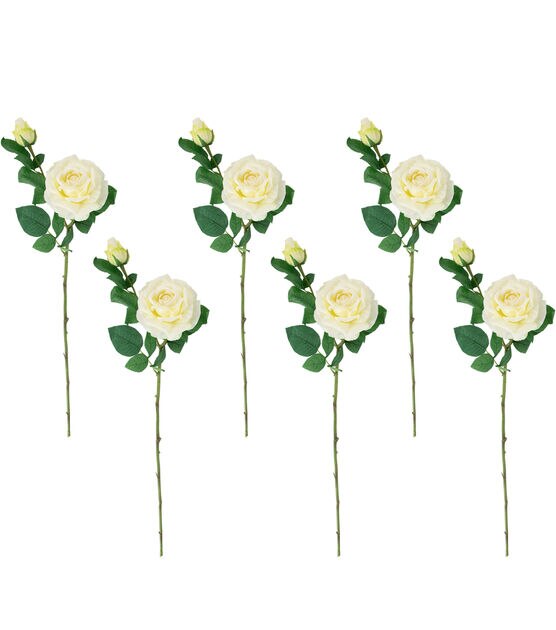 Northlight 26" Real Touch White Rose Stems 6ct