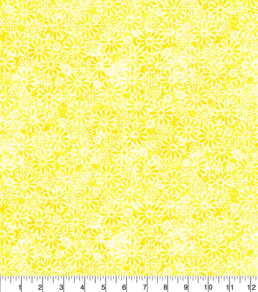 Fabric Traditions Sundrenched Daisies Cotton Fabric by Keepsake Calico, Yellow, swatch