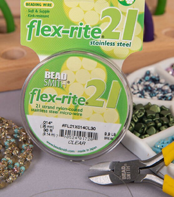 Beadsmith Flex-Rite Beading Wire, 21 Strand .014 Thick, 30 ft Spool, Clear