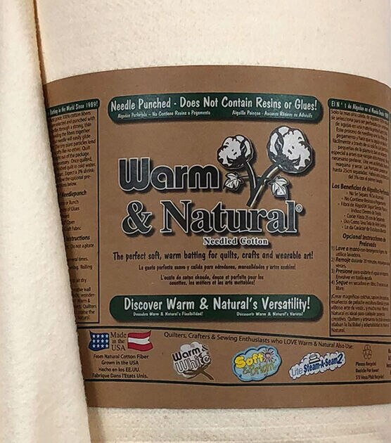 Joann Fabrics The Warm Company Warm & Natural Cotton Needled Batting  45''x60