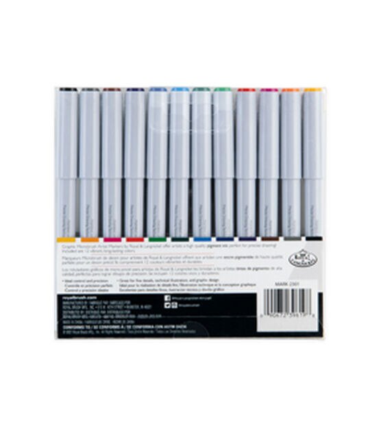 Royal & Langnickel - 12pc Graphic Microbrush Artist Markers